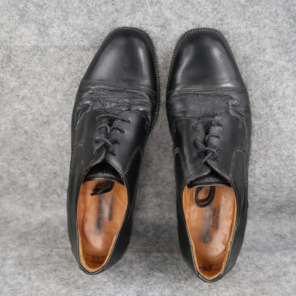 Pronto Uomo Dress Shoes Mens 8.5 Oxford Leather Derby Cap Toe Black Formal Italy